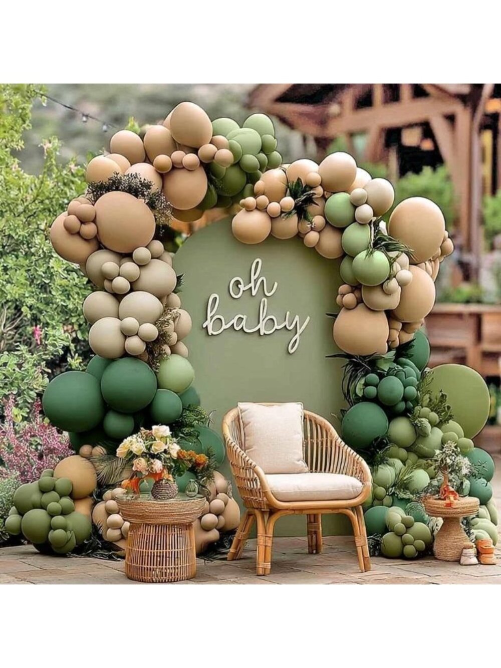 New Sage Green Brown Balloon Arch Kit Double Stuffed Dusty Olive Green Tan White